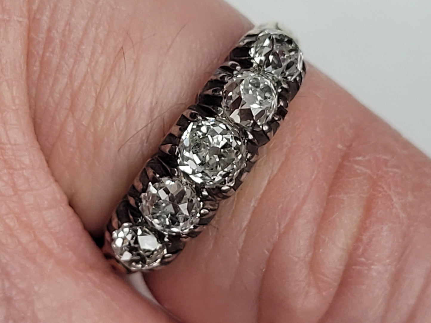 Georgian chunky old mine cut five diamond ring sku 8930