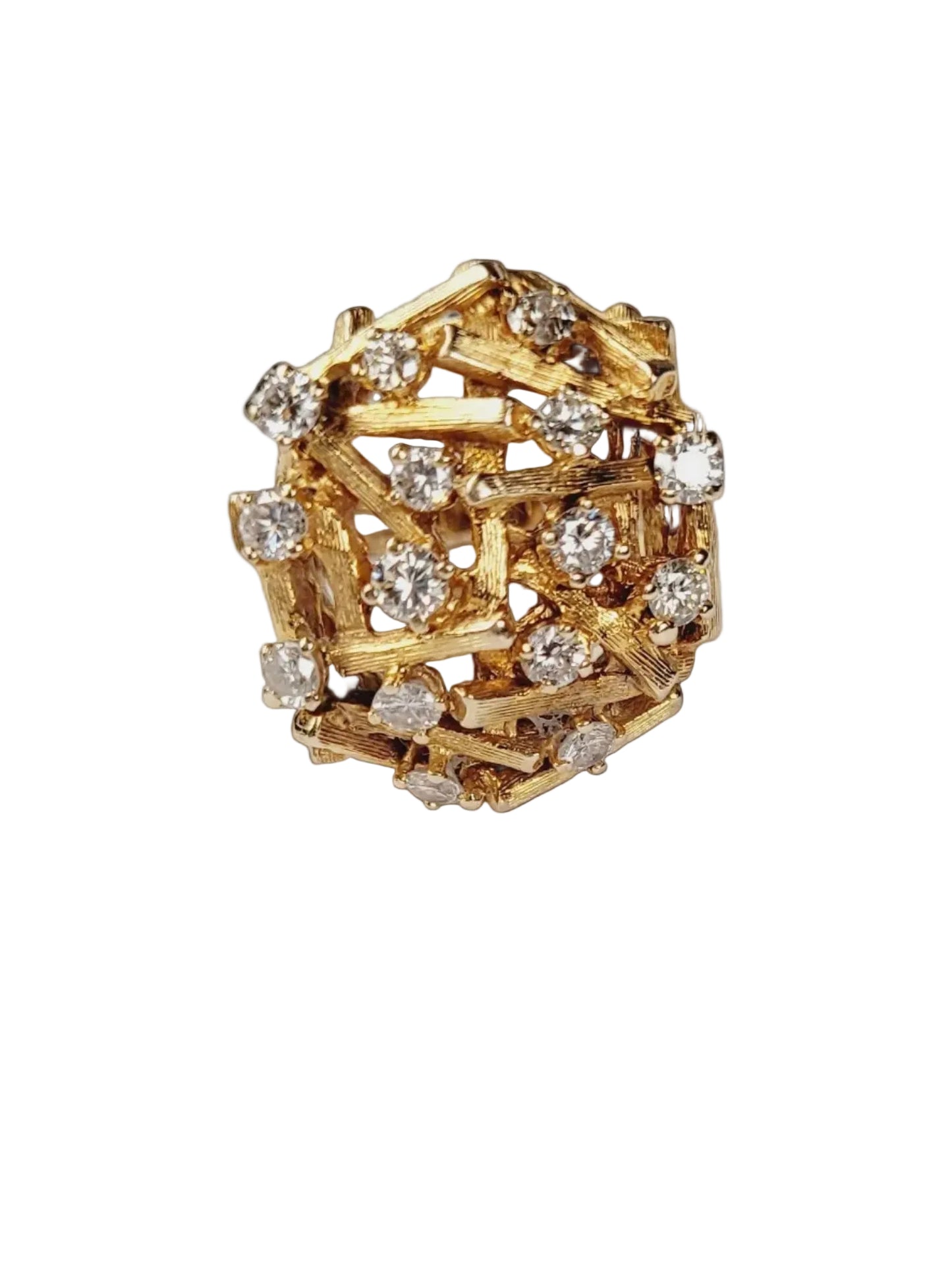 1960's 18ct organic yellow gold  bristling with diamonds sku 8857