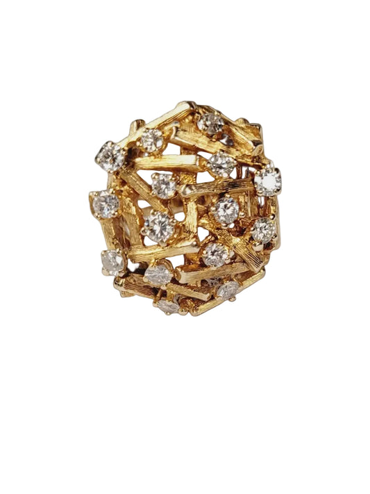1960's 18ct organic yellow gold  bristling with diamonds sku 8857