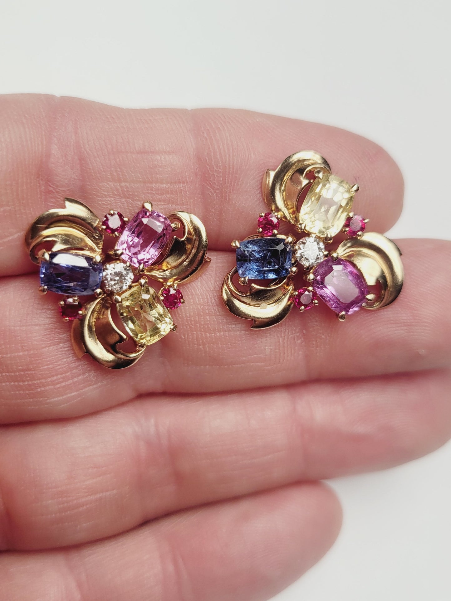 Harlequin sapphire and diamond earrings sku 9149