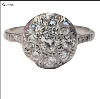 Antique diamond cluster engagement ring