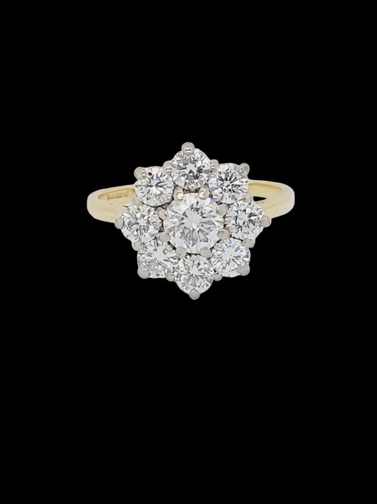 Vintage diamond daisy cluster engagement ring sku 8693
