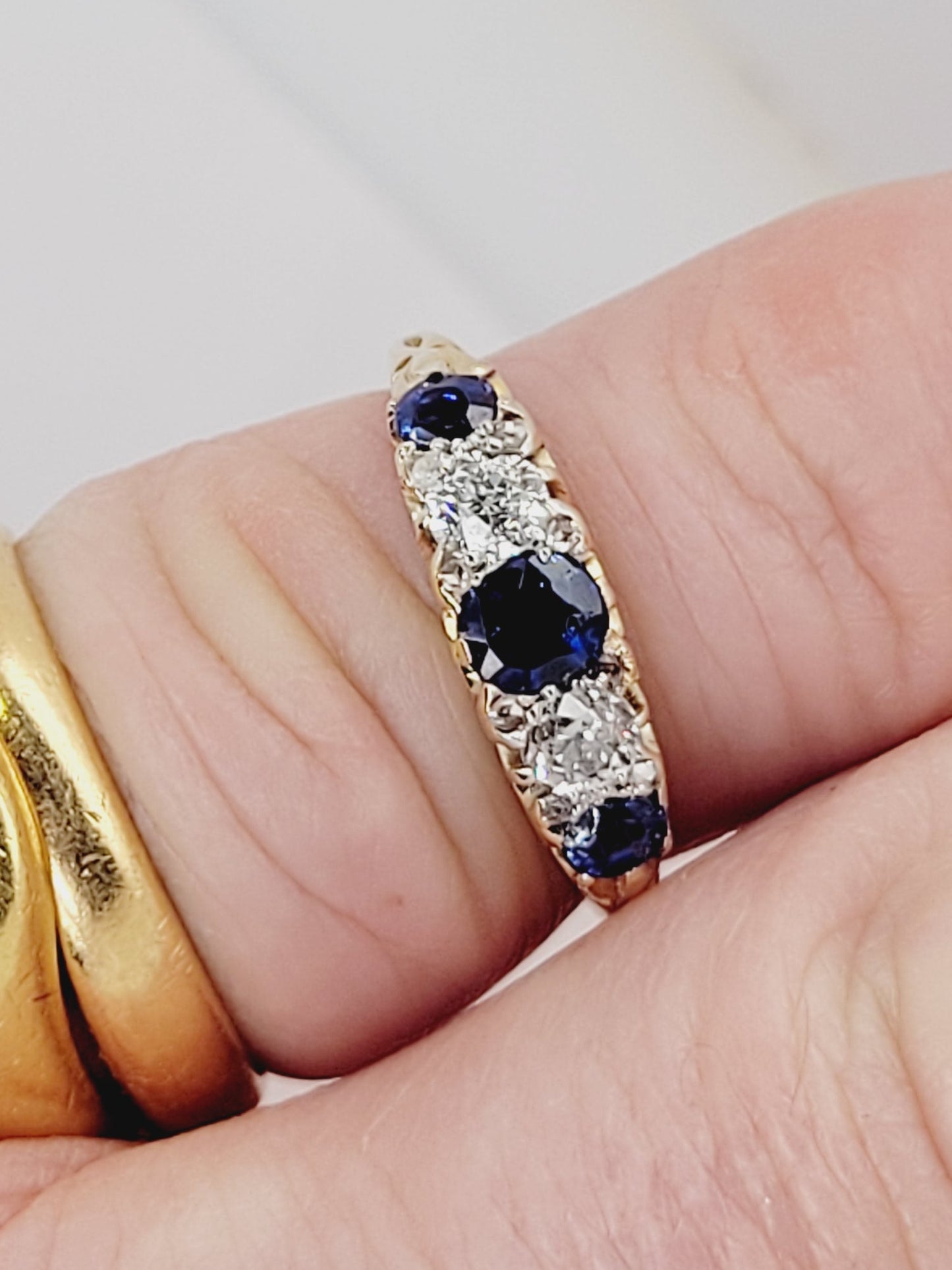 Antique sapphire and diamond engagement ring sku 8824