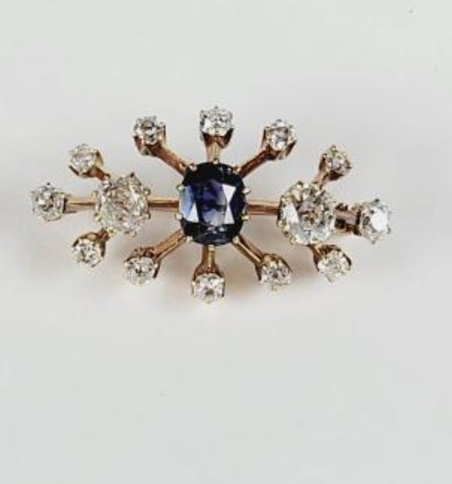 Antique diamond and sapphire brooch