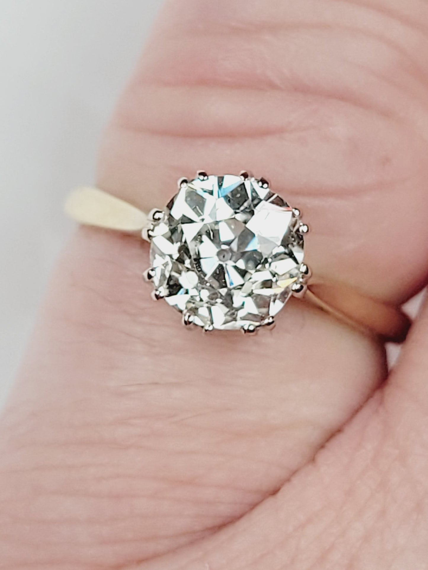 1.70ct old mine cut diamond solitaire engagement ring sku 9179