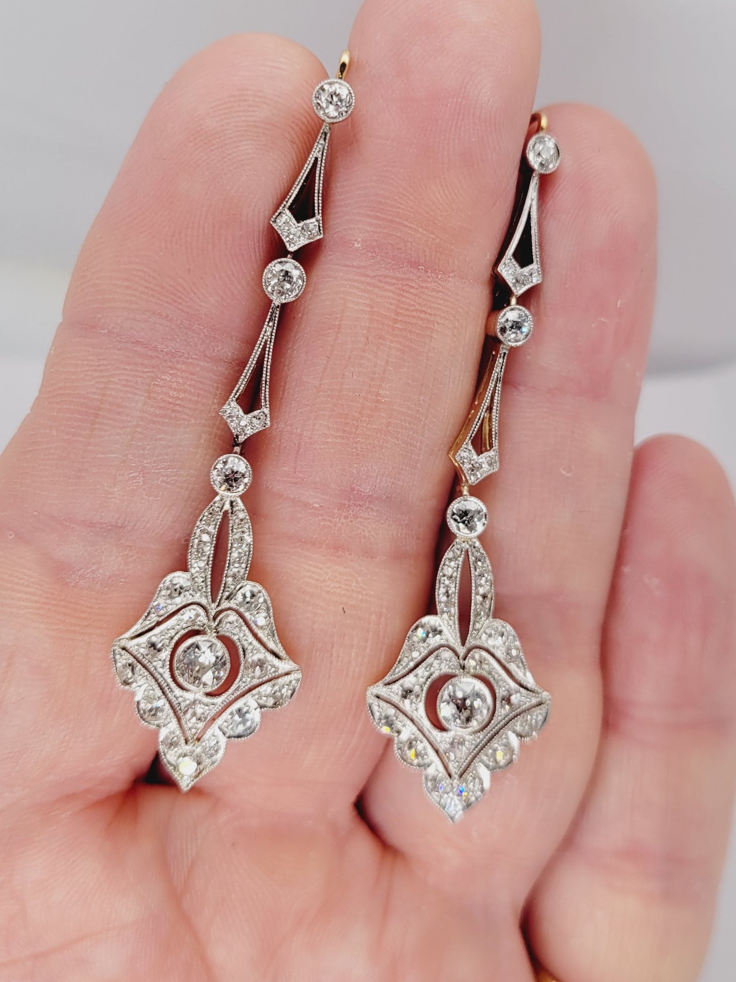 Edwardian diamond drop earrings sku 8901