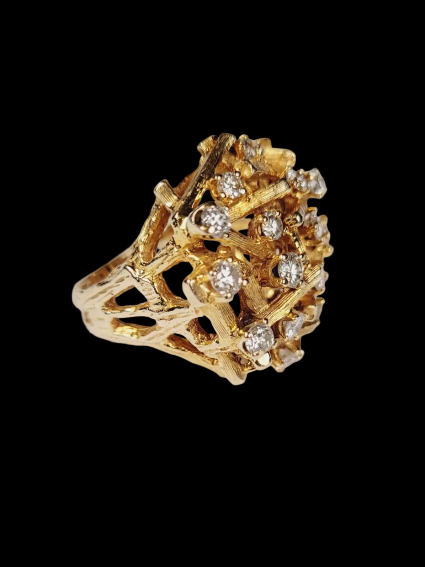 1960's 18ct organic yellow gold  bristling with diamonds sku 8857