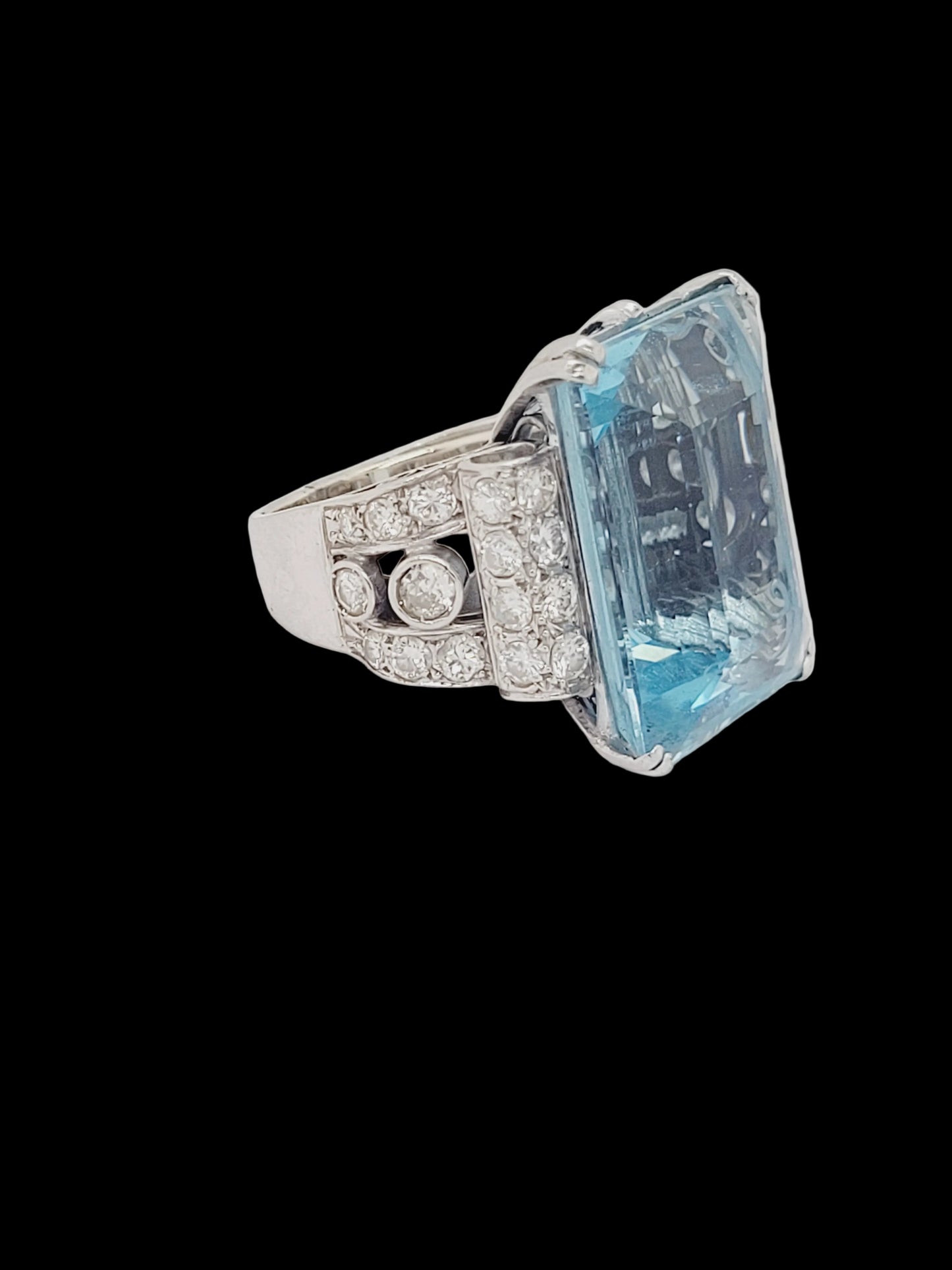 Art deco aquamarine and diamond dress ring sku 8743