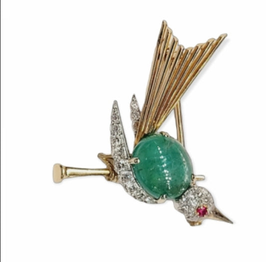 1940s French whimsical bird brooch
