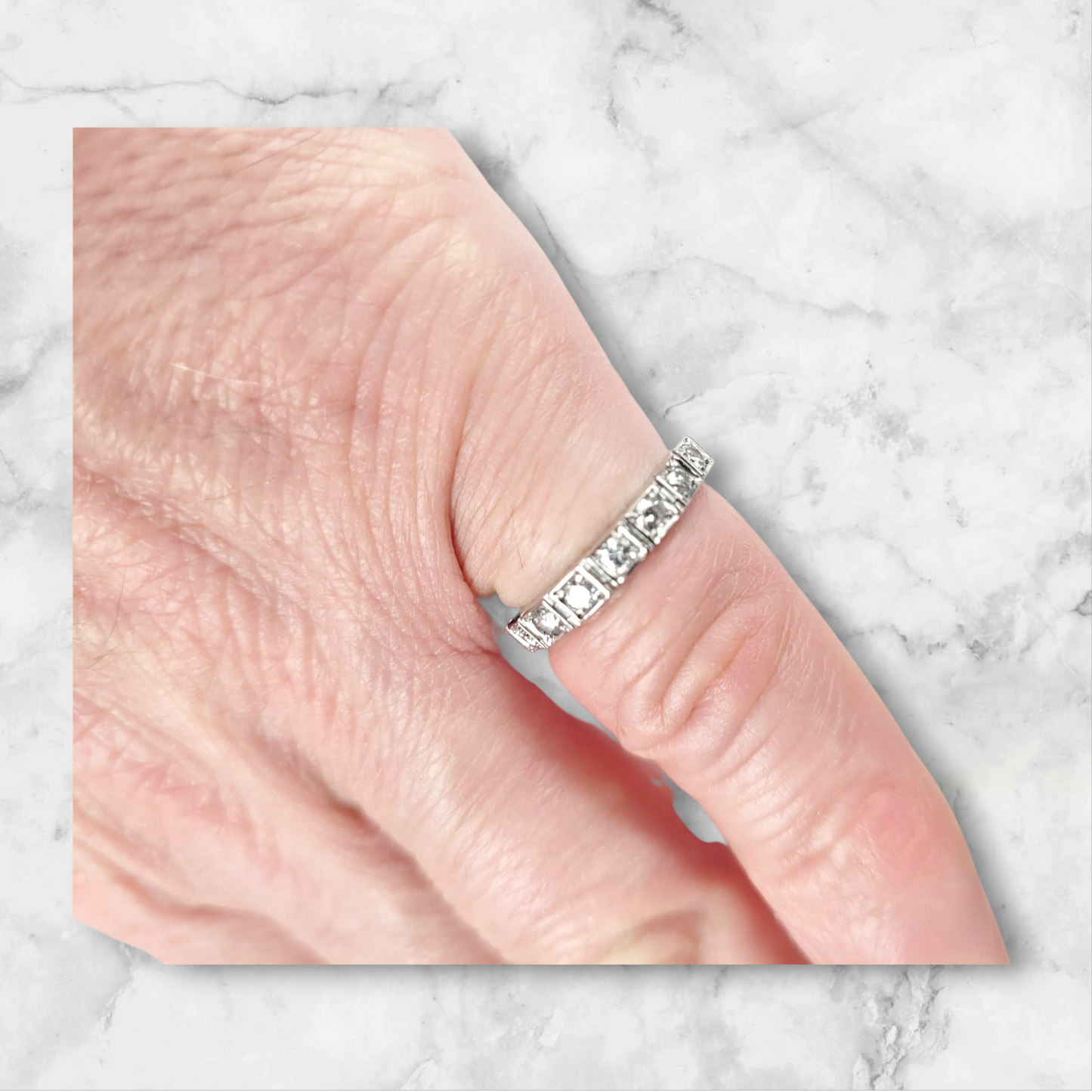 Art deco articulated diamond hoop ring sku 8491