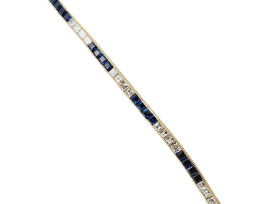 Sapphire and diamond calibre square Sapphire and diamond bracelet in 18ct yellow gold Sku 9011