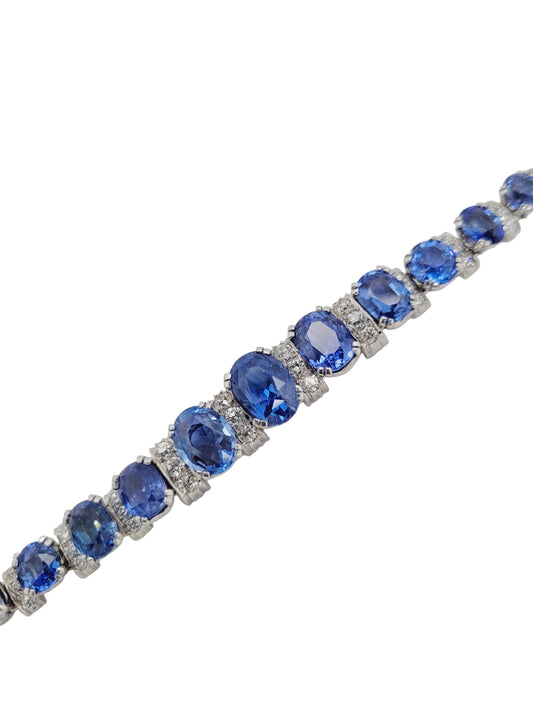 Art deco natural cornflower sapphire and diamond bracelet sku 8998