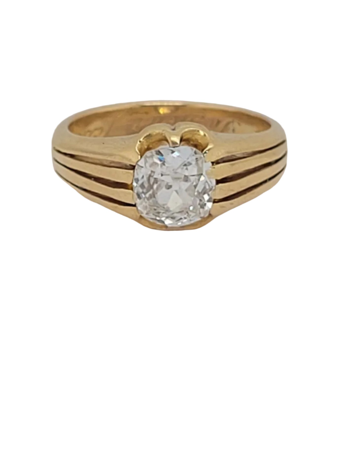 Antique old mine cut diamond gypsy ring sku 9147