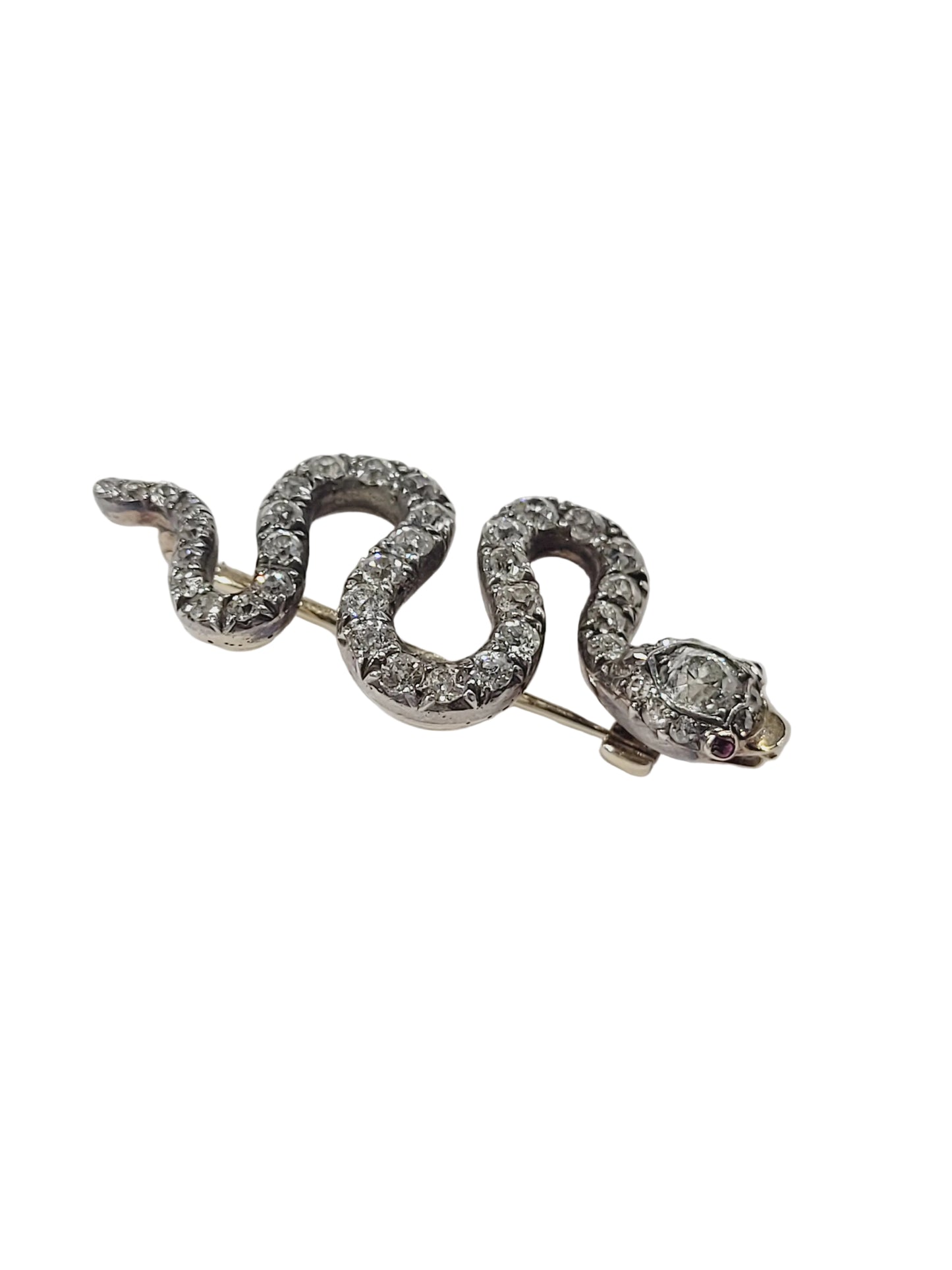 Rare Antique Old mine cut diamond snake sku 9130