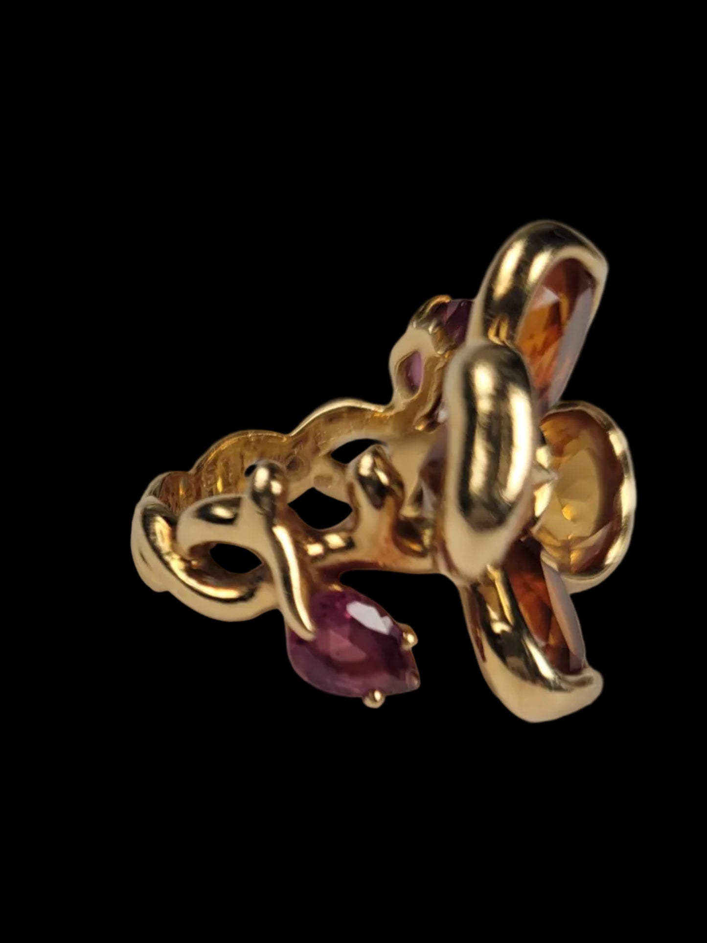 Vintage Channel amethyst and citrine ring Sku 8727