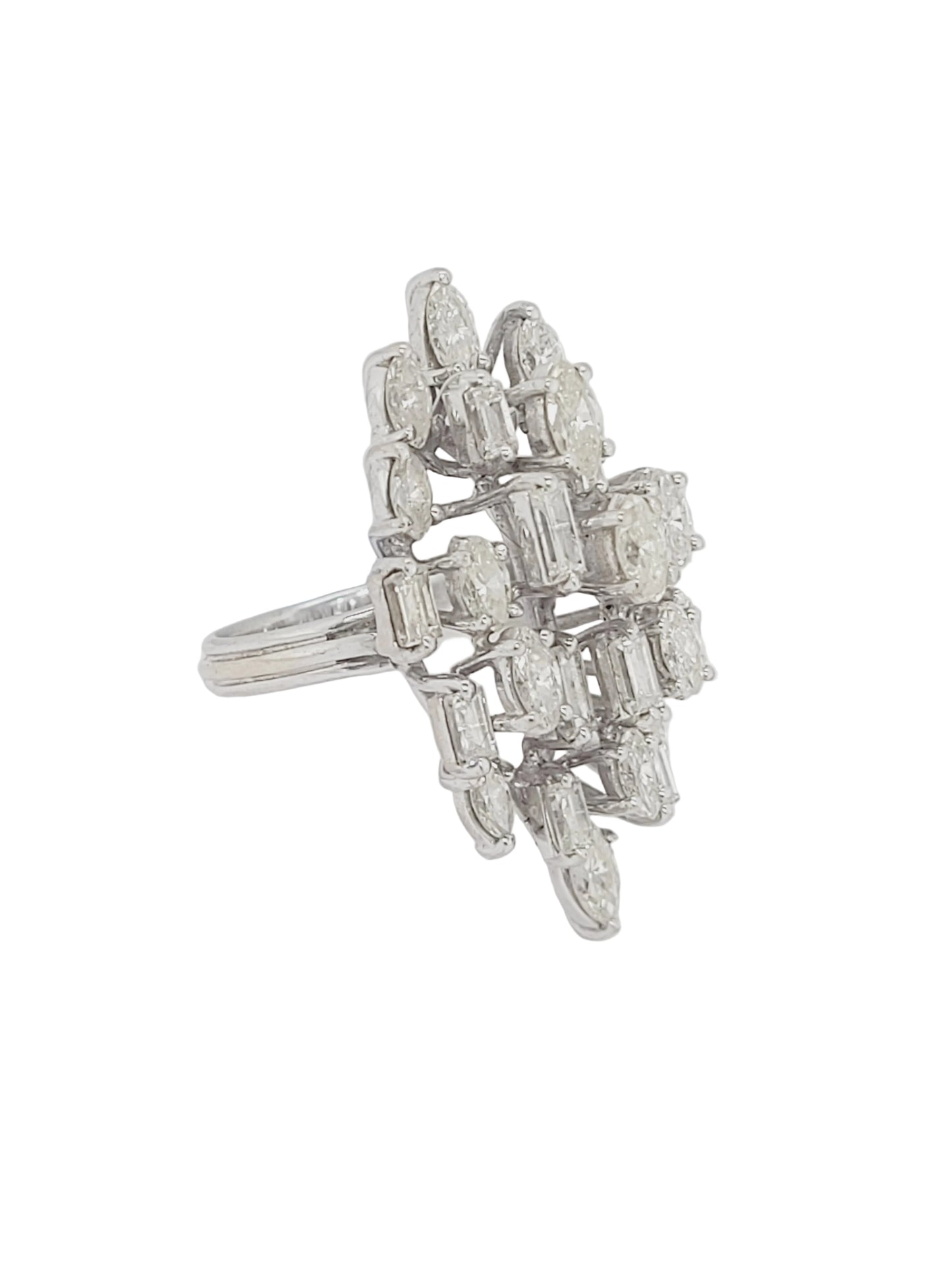 1960's baguette diamond Brutalist diamond cluster ring sku 9129