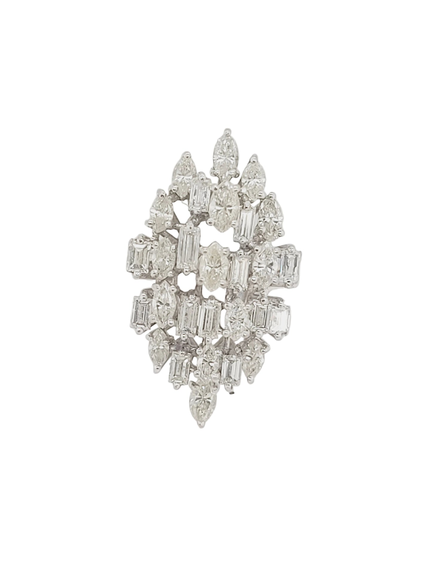 1960's baguette diamond Brutalist diamond cluster ring sku 9129