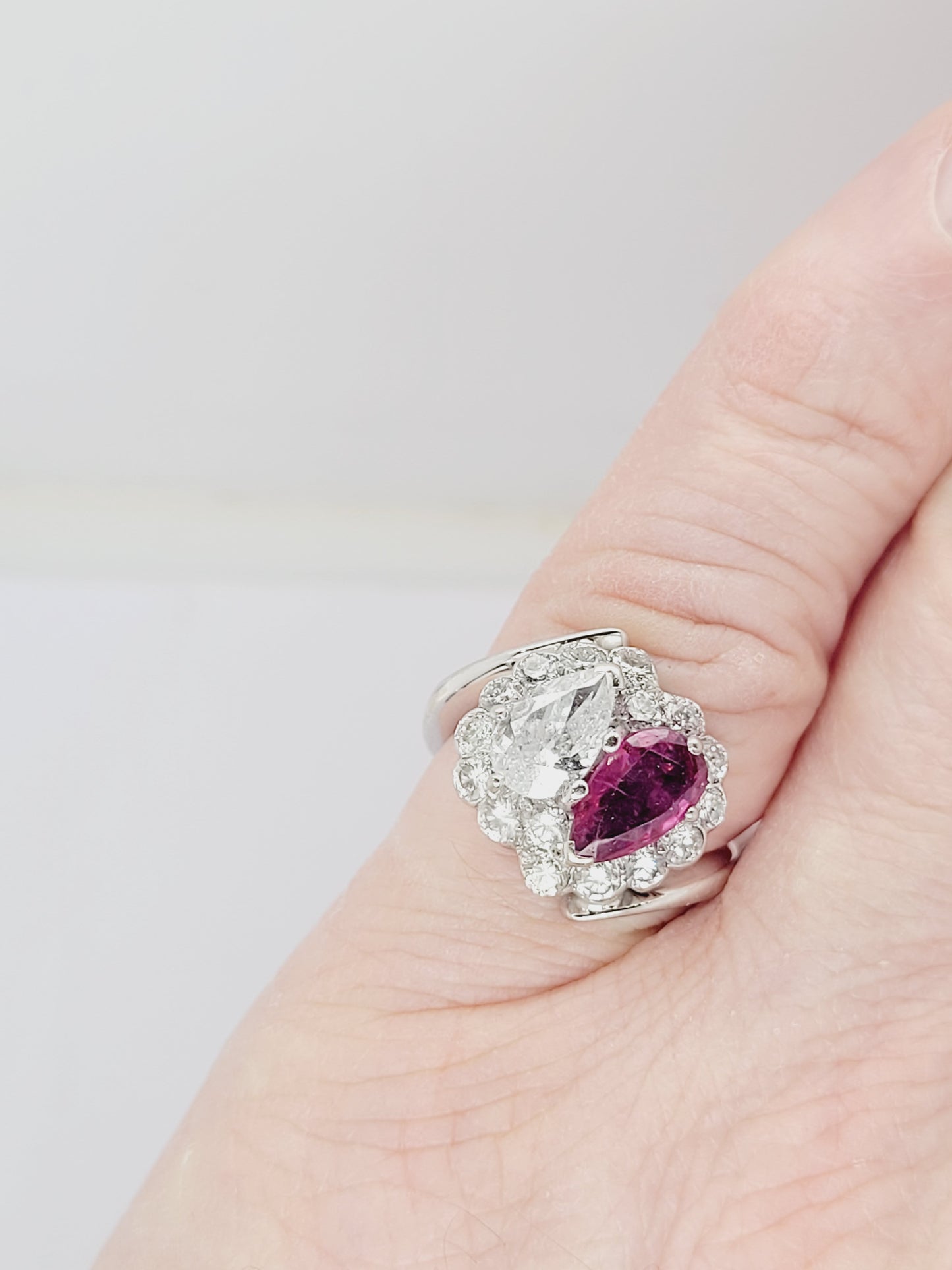 Antique toi et moi ruby and diamond ring sku 8692