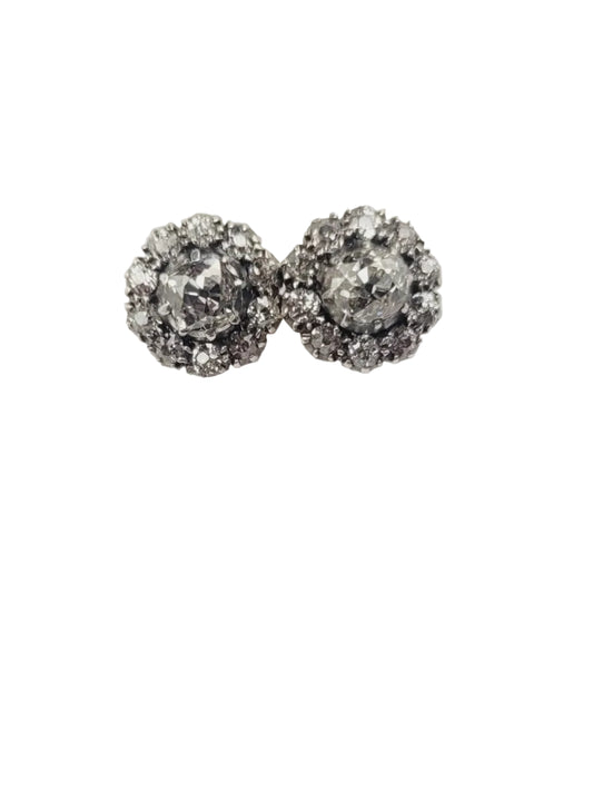 Antique old mine cut diamond cluster stud earrings sku 9069