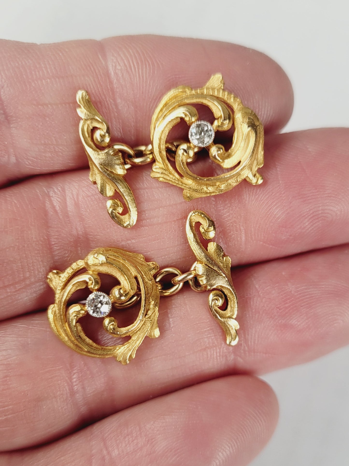 Antique 18ct gold and old cut diamond cufflinks sku 8897