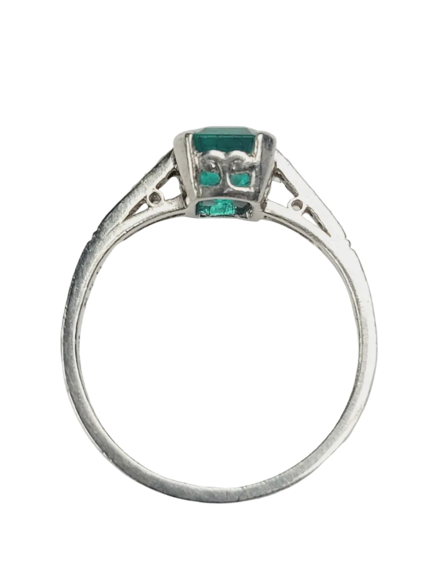 Emerald and diamond engagement ring sku 9160
