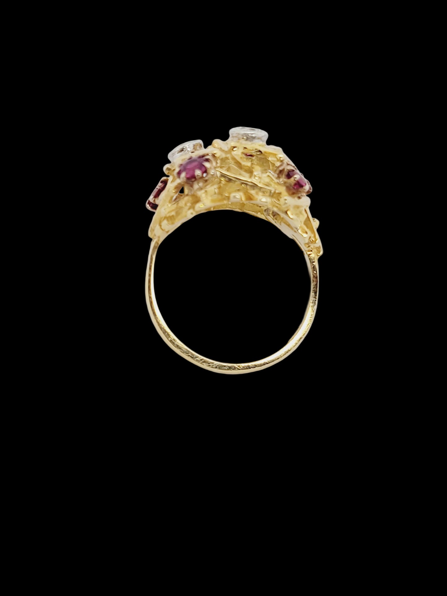 Brutalist 1960's ruby and diamond dress ring sku 8828