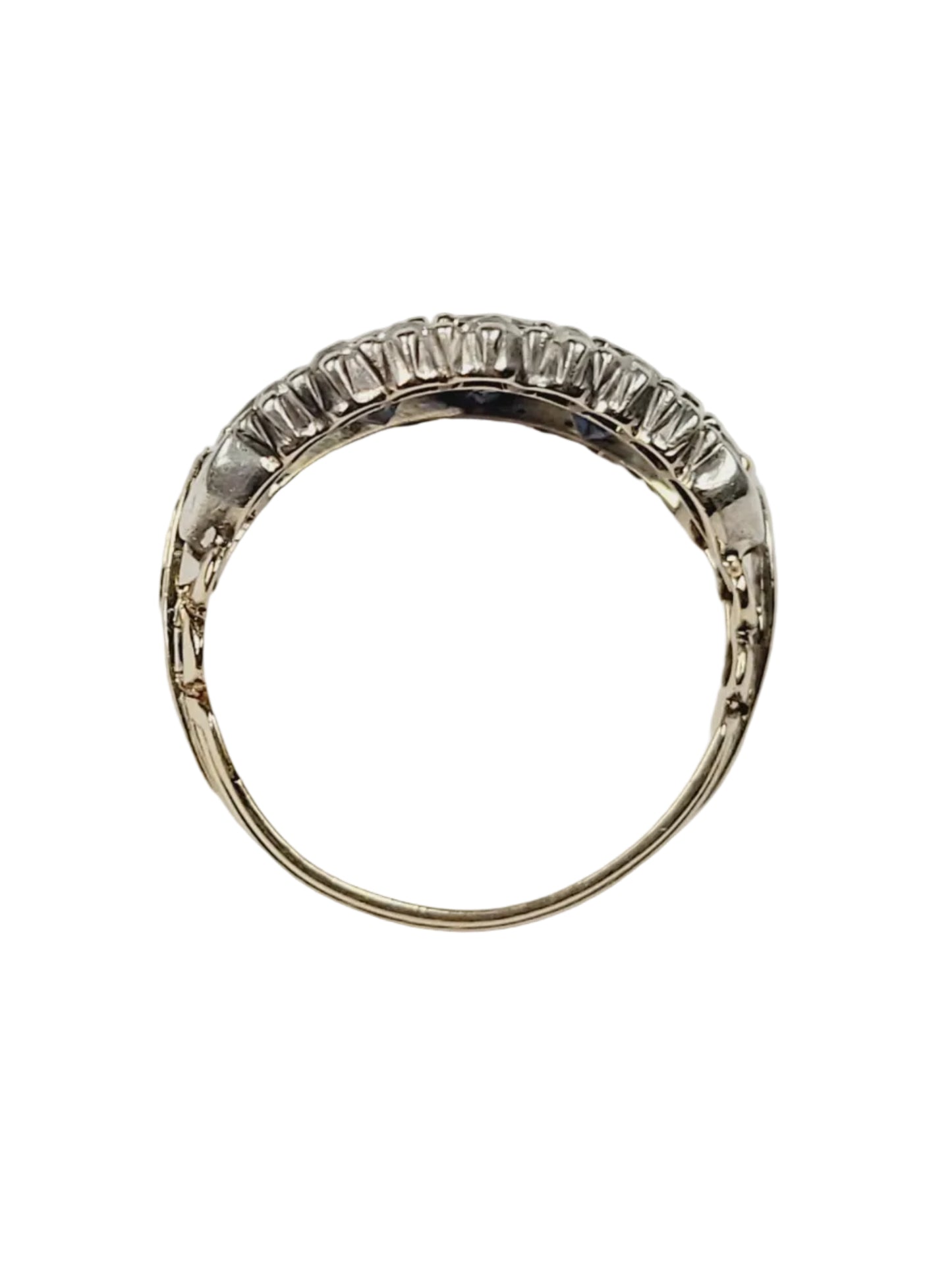 Sapphire and diamond three row band ring sku 9177