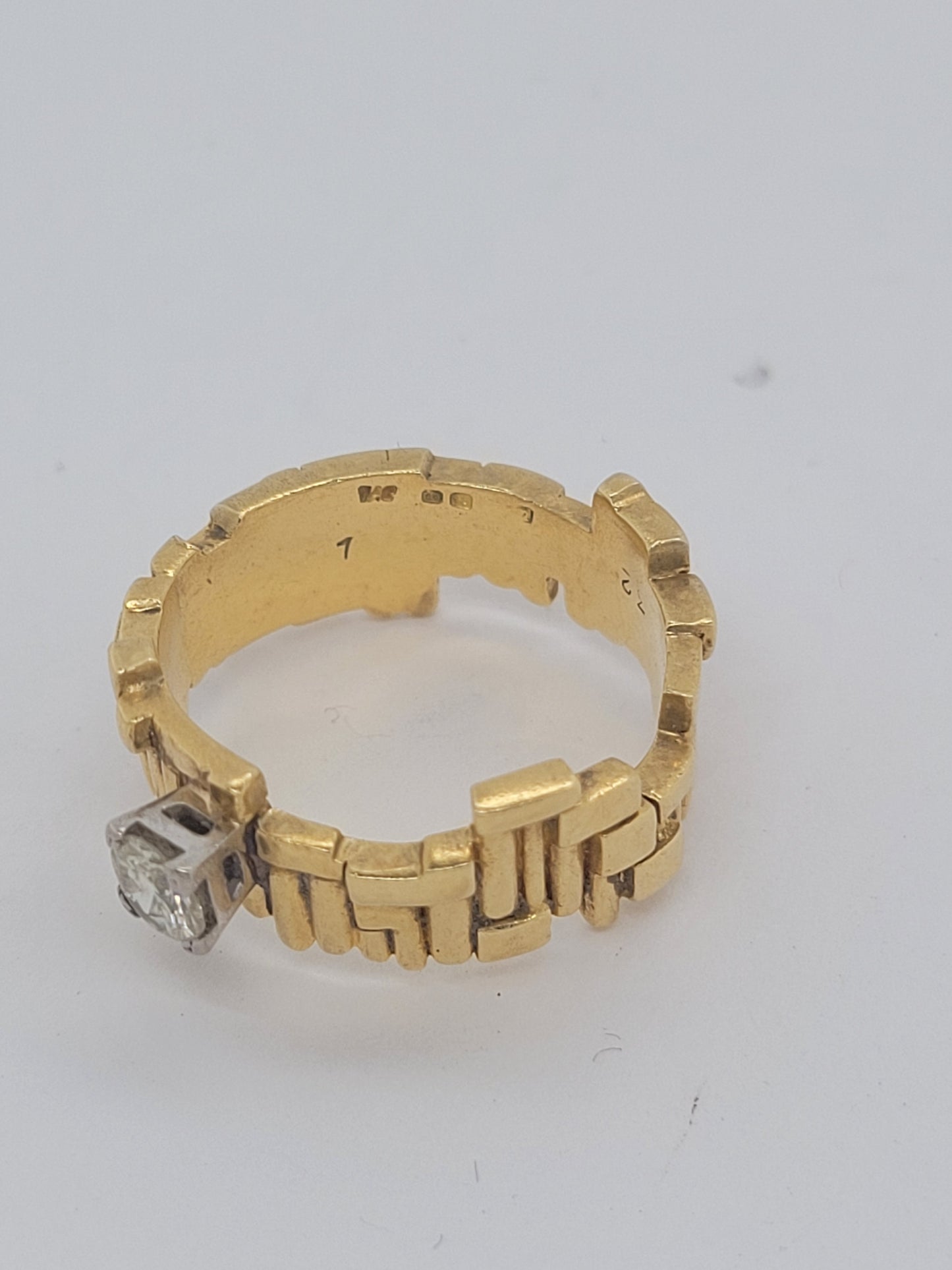 1970's organic 18ct gold and diamond ring sku 9132