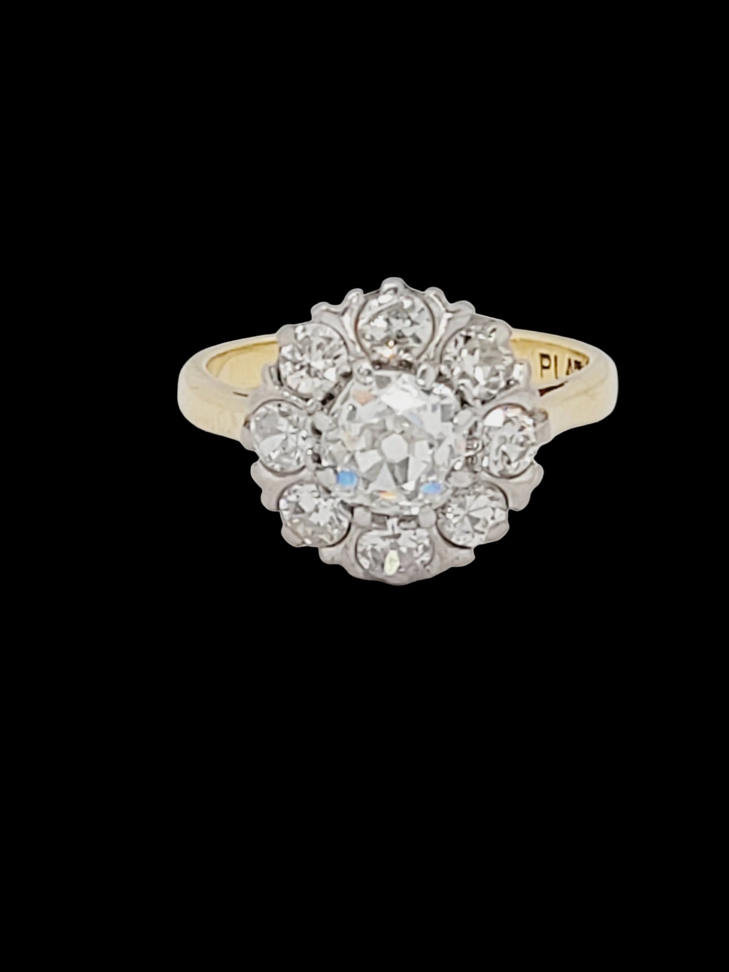 Antique diamond cluster engagement ring sku 8813