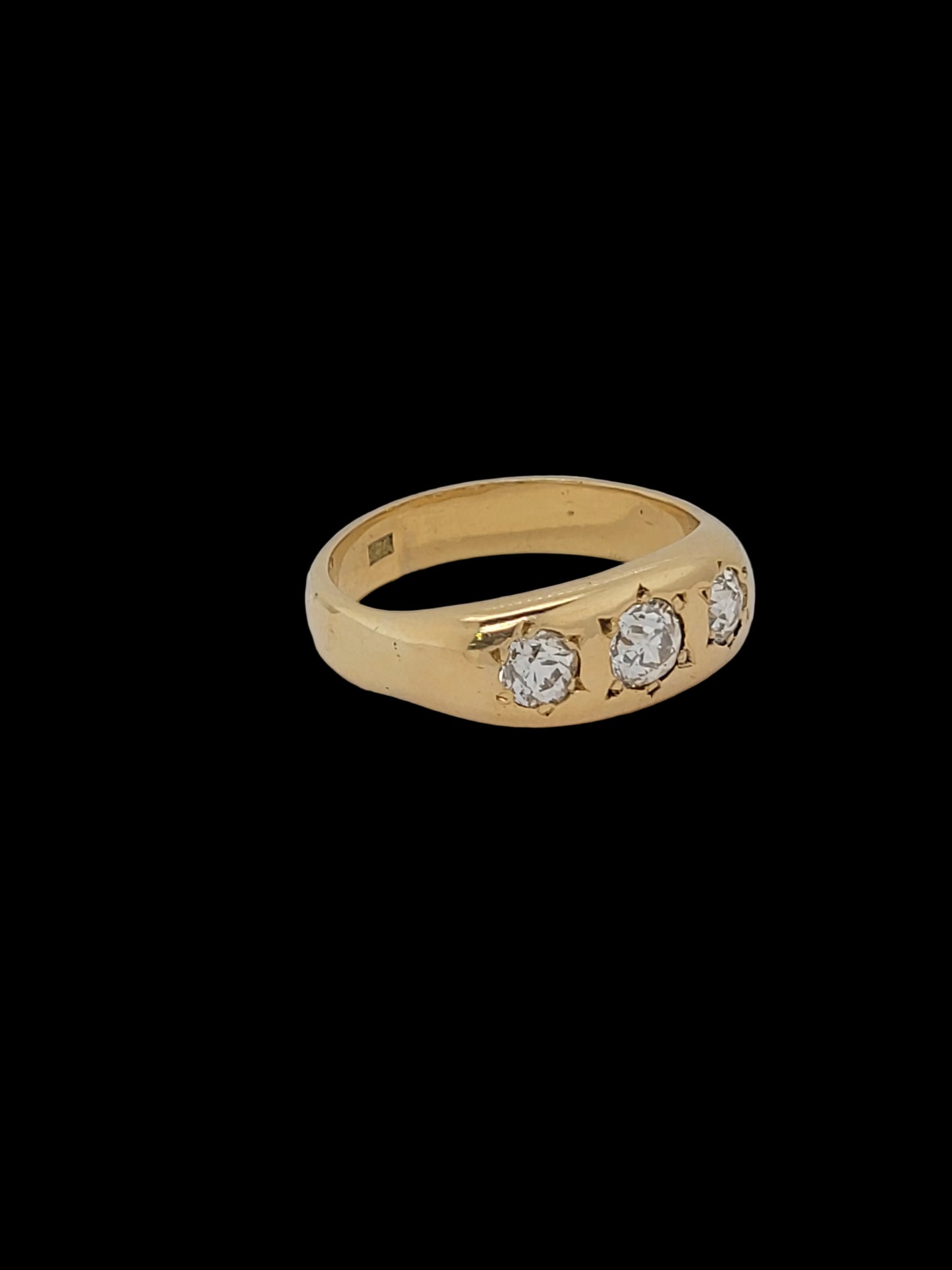 Antique three diamond gypsy set ring sku 8790