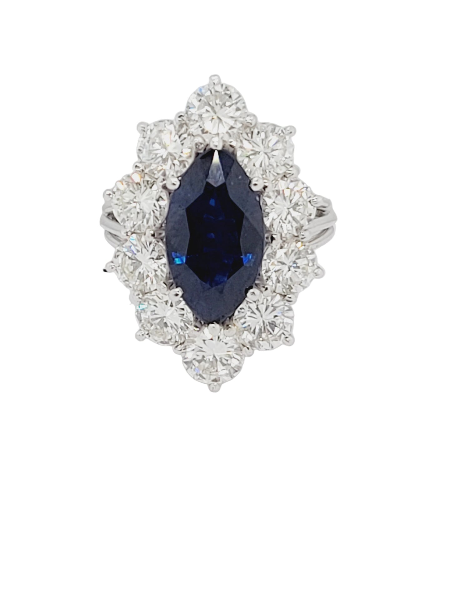 Vintage marquise sapphire and diamond dress ring sku 8983