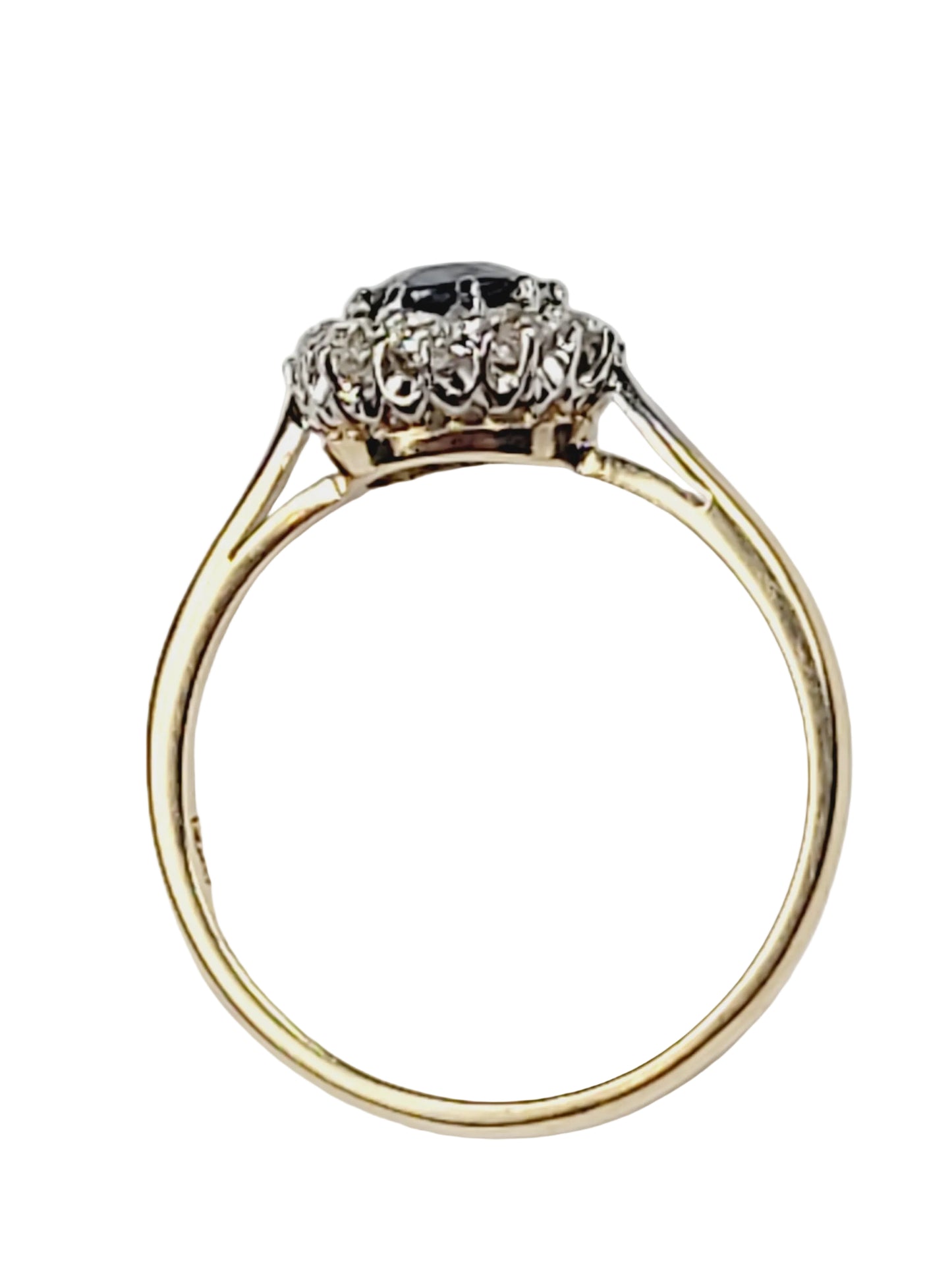Antique sapphire and diamond cluster engagement ring sku 9083