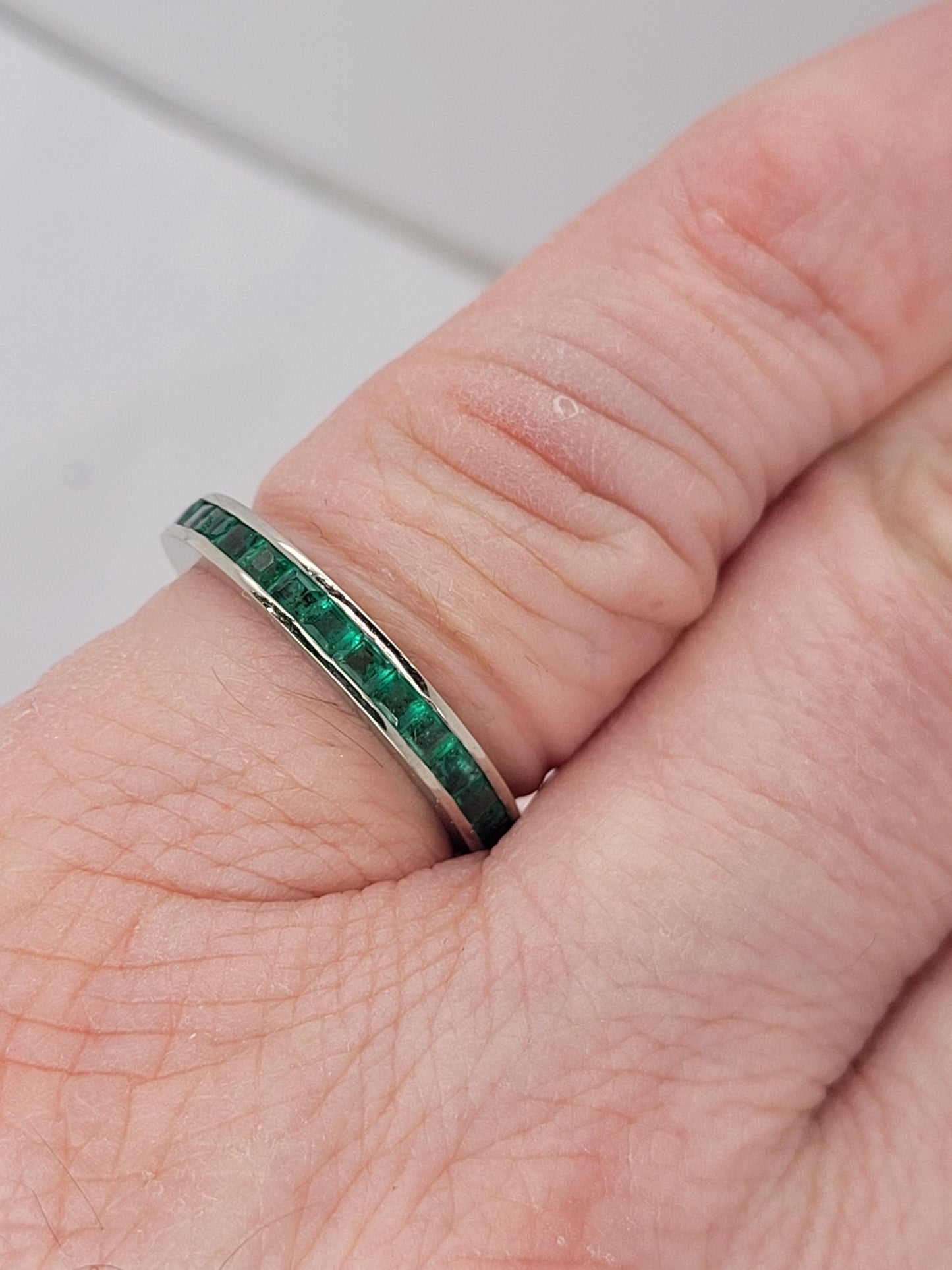 Art deco emerald full hoop eternity band Sku 8733