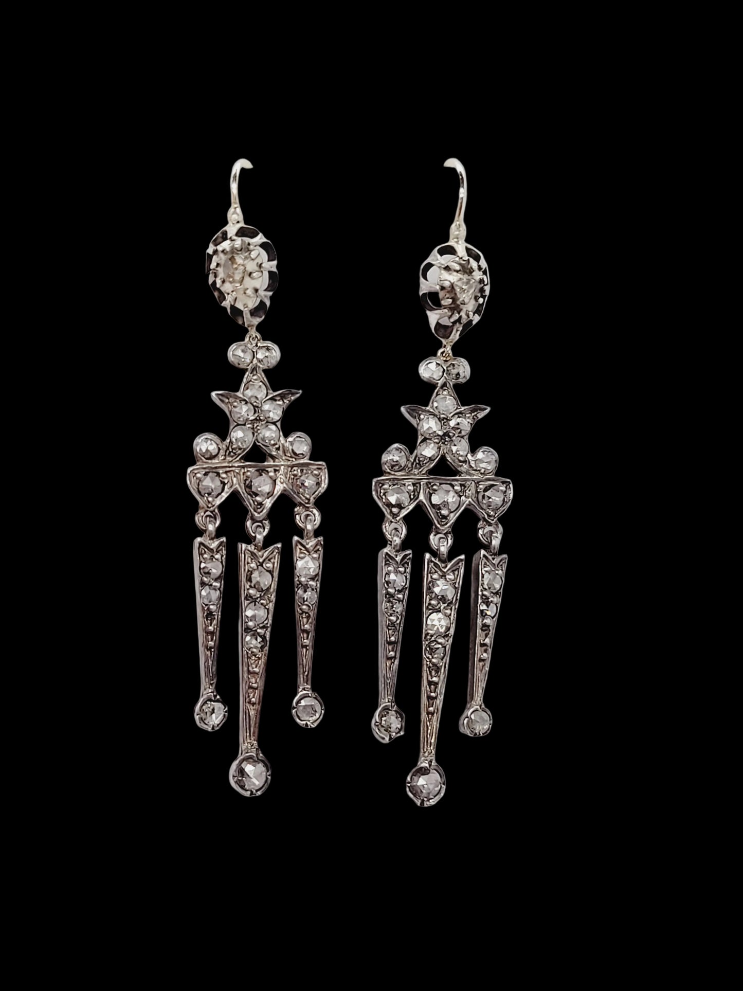 Antique rose cut diamond girandole earrings sk 8666