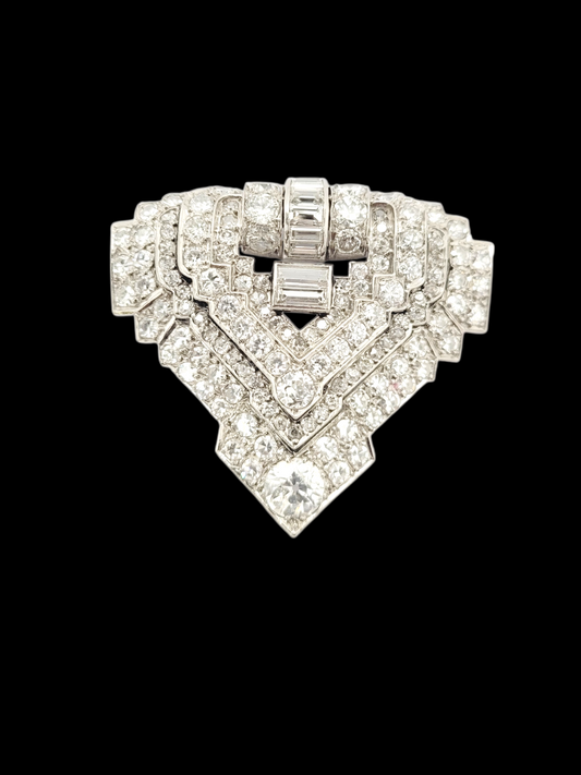 Art deco diamond dress clip brooch sku 8629