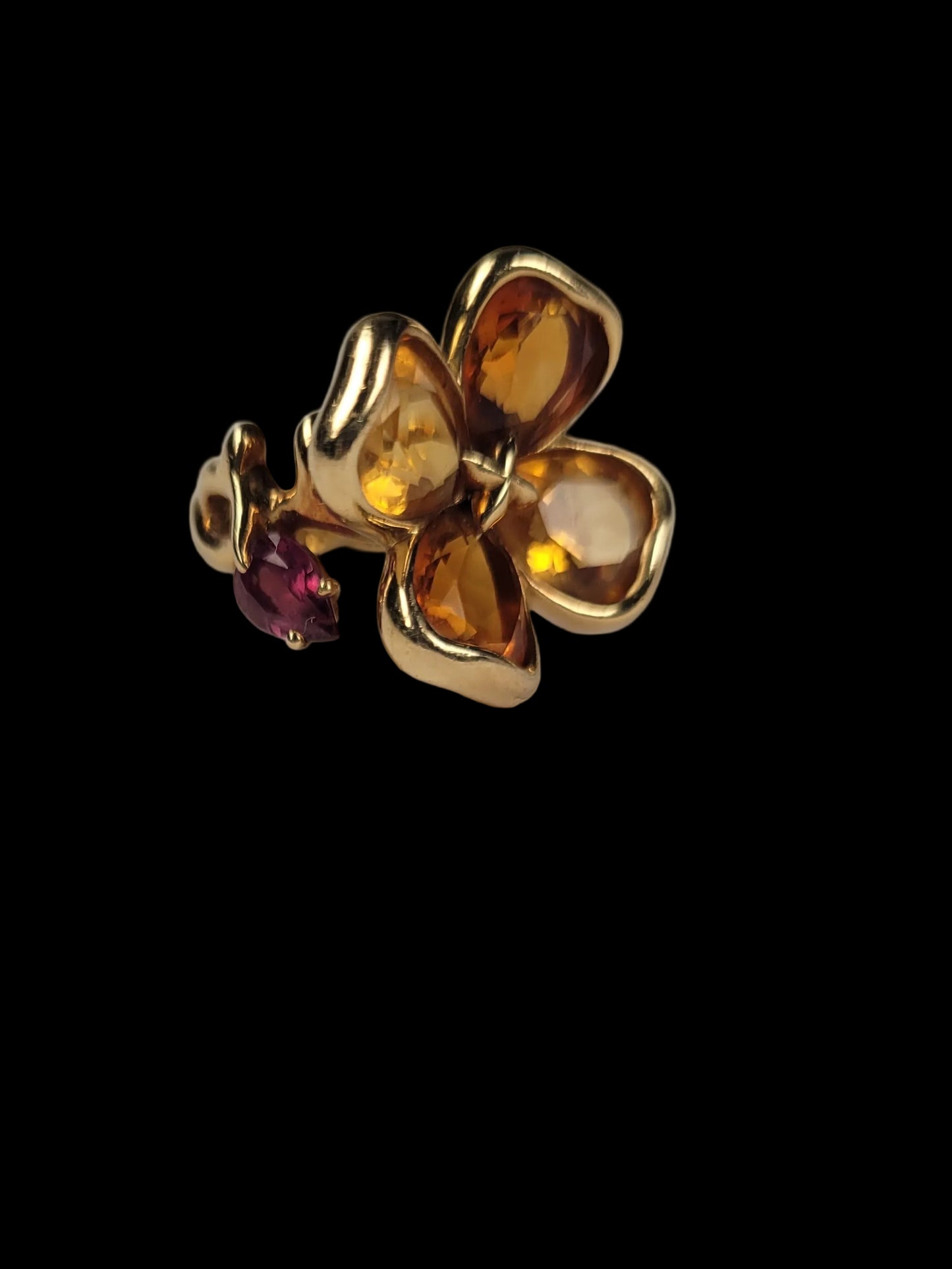 Vintage Channel amethyst and citrine ring Sku 8727