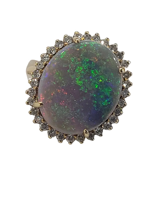 Opal and diamond dress ring sku 9146