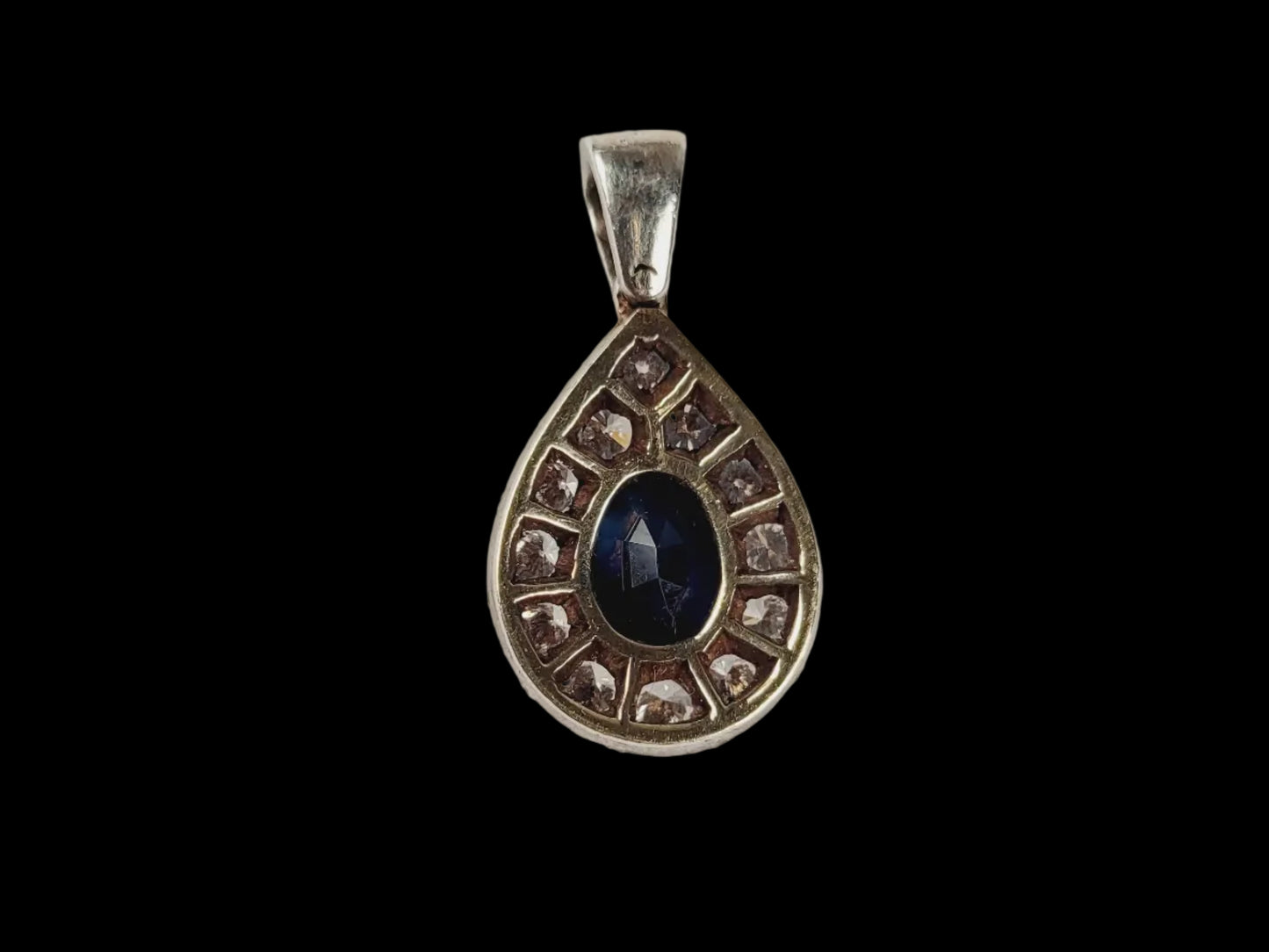 Sapphire and diamond cluster pendant sku 8909