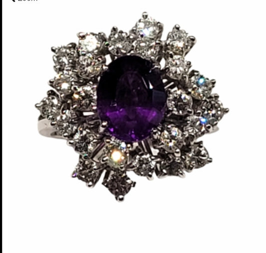 Amethyst and diamond dress ring