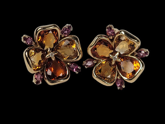 Vintage Chanel pair of Amethyst and citrine earrings Sku 8728