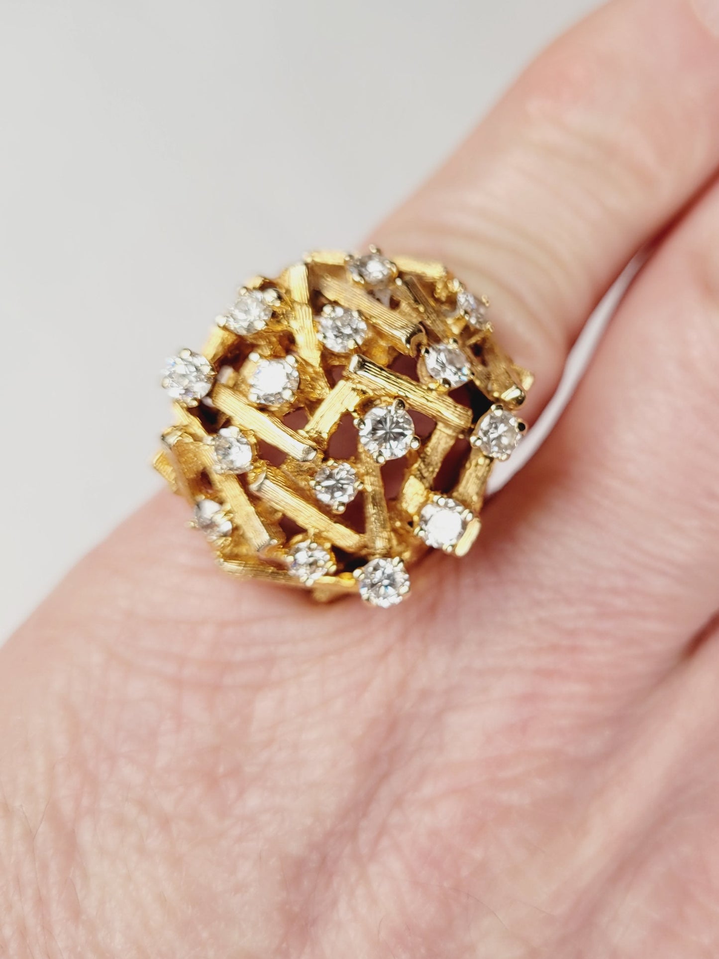 1960's 18ct organic yellow gold  bristling with diamonds sku 8857