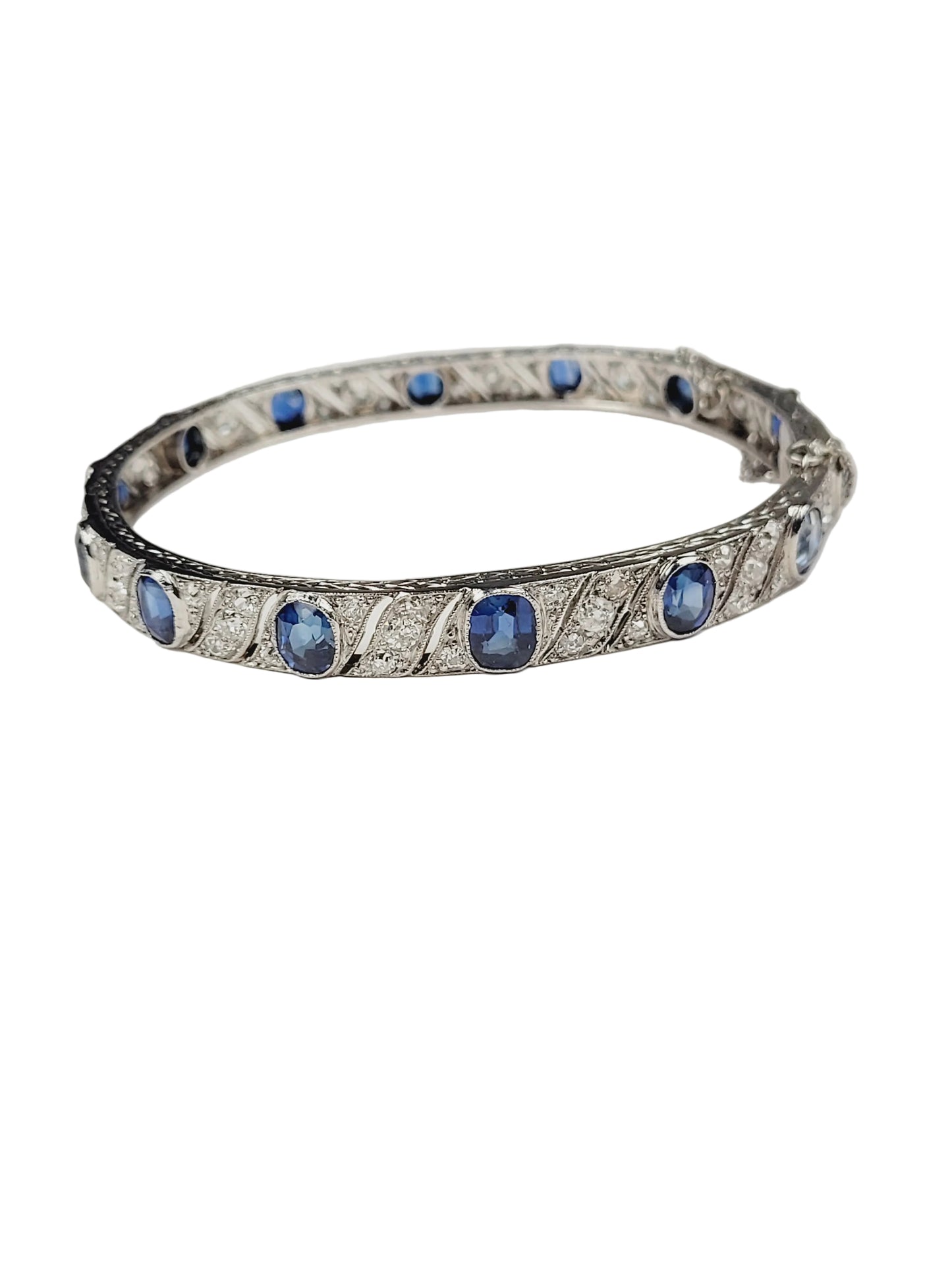 Art deco fine sapphire and diamond bangle sku 9019