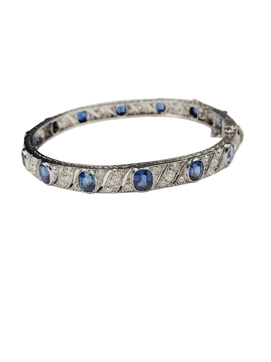 Art deco fine sapphire and diamond bangle sku 9019