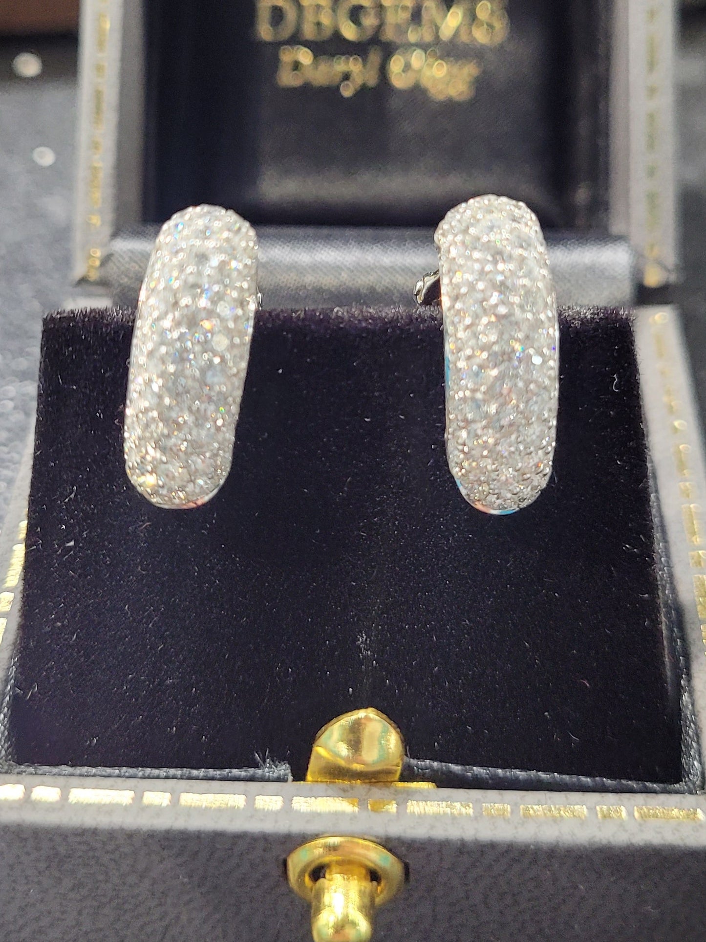 Pave diamond hoop earrings sku 9055