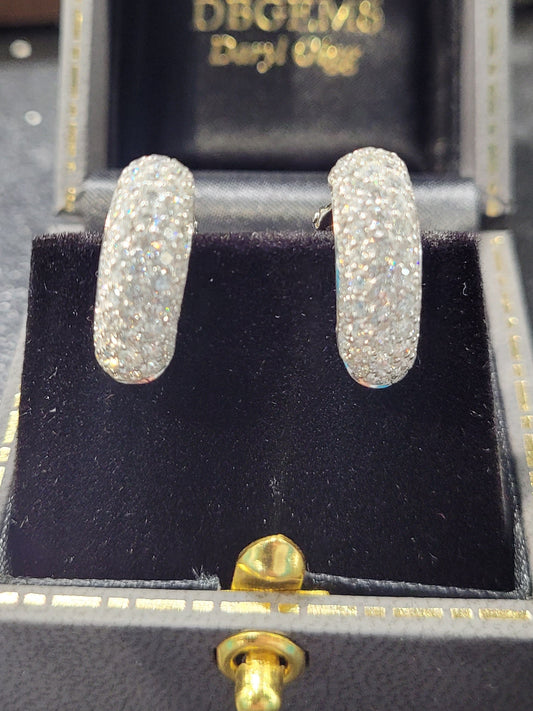 Pave diamond hoop earrings sku 9055