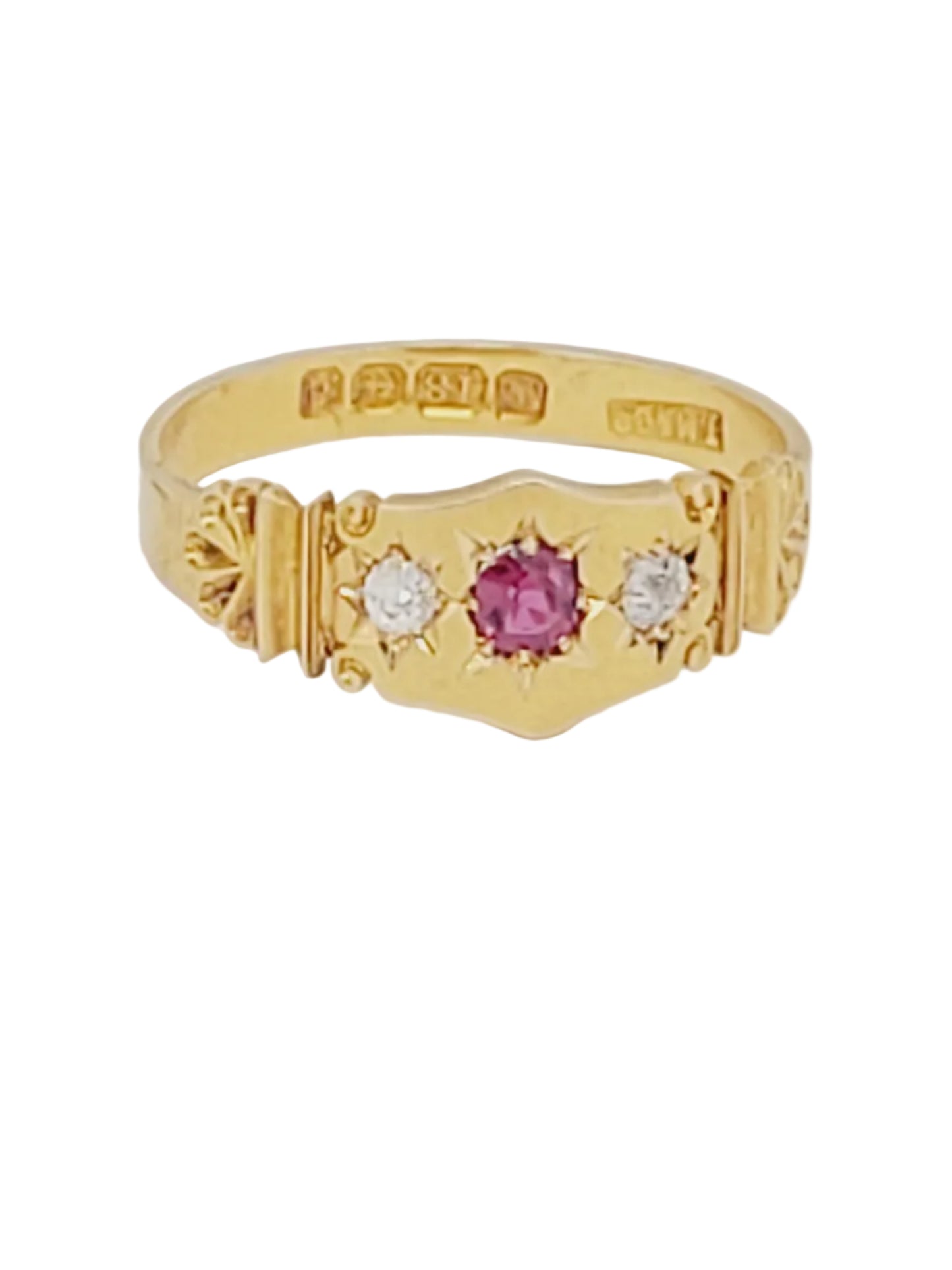 Mint antique ruby and diamond gypsy ring sku 9202