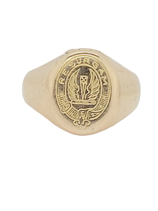 18ct gold engraved signet ring sku 9079