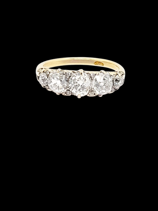 Five stone old cut diamond carved half hoop ring
SKU: 8135