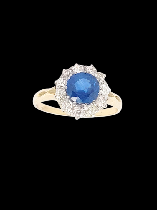 Antique sapphire and diamond cluster engagement ring
SKU: 8259