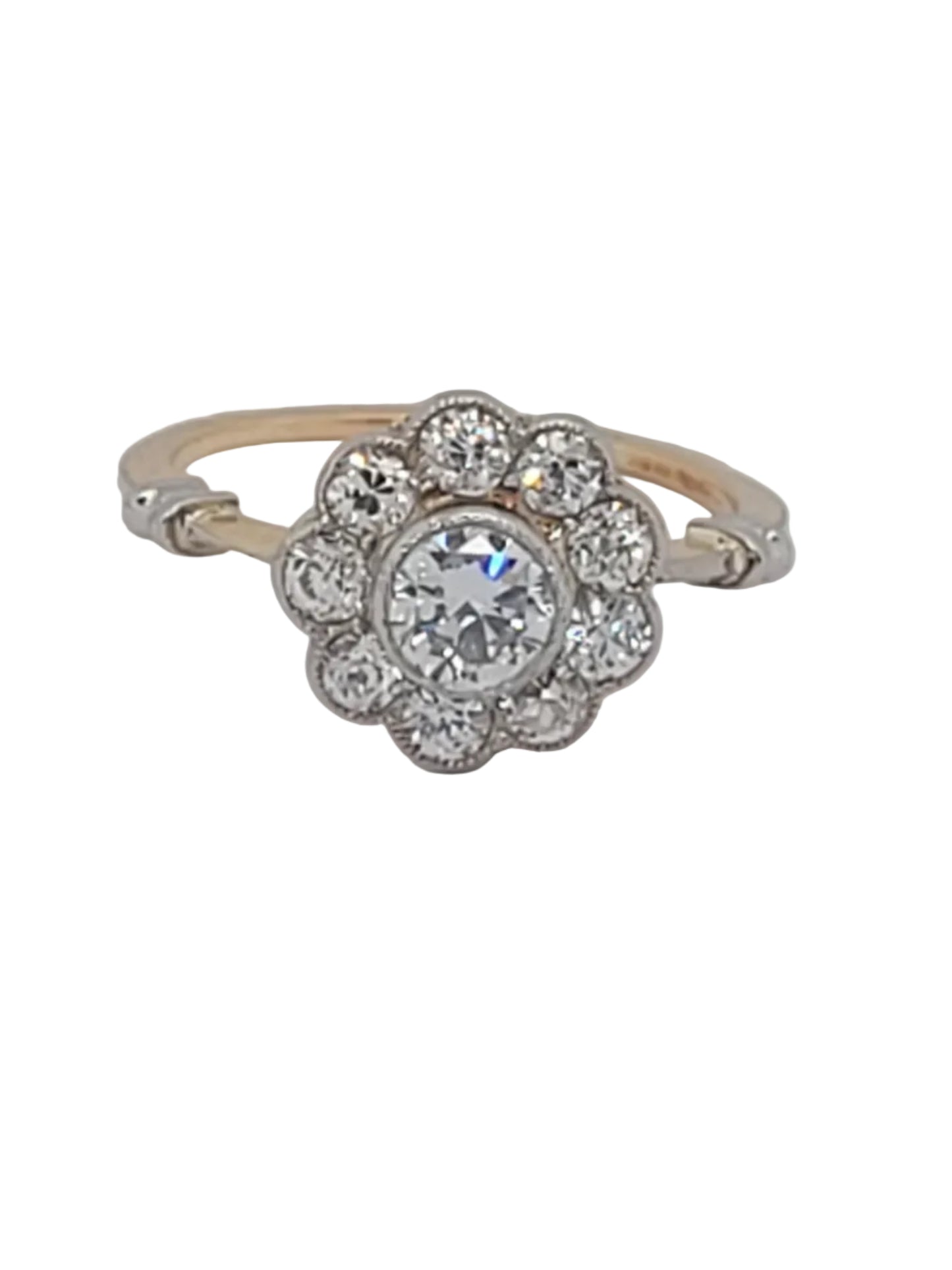 Antique diamond daisy cluster engagement ring sku 9200
